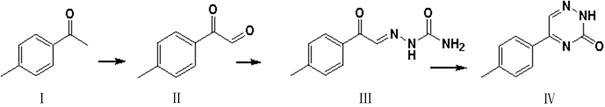 Synthetic route from 4-methylacetophenone to 5-p-tolyl-1-2-4-triazine-3-2H-ketone