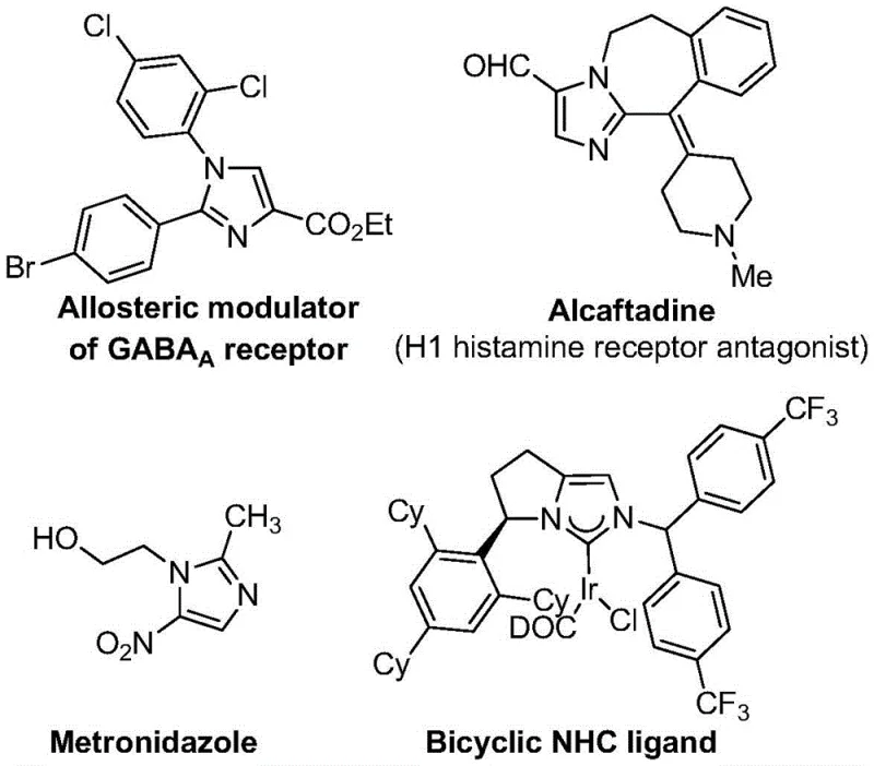 Bioactive molecules containing imidazole scaffolds including GABA modulators and histamine receptor antagonists