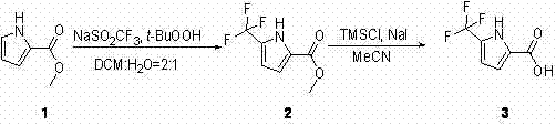Successful novel synthetic route from compound 1 to target acid 3 via intermediate 2