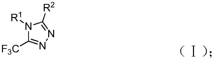 Chemical structure of final trifluoromethyl triazole derivative showing characteristic CF3 group