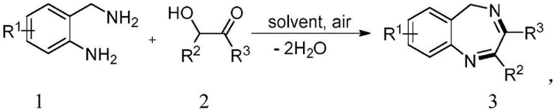 General reaction scheme for synthesizing 5H-1,4-benzodiazepines using air oxidation