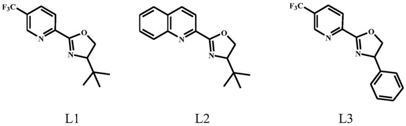 Structures of preferred organic ligands L1, L2, and L3 used in the catalytic system