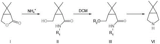 General reaction scheme showing the conversion of oxabicyclo ketone to azabicyclo hexane via amide and sulfonate intermediates