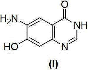 Reaction scheme showing the direct conversion of 3-amino-4-hydroxybenzoic acid derivatives to the target quinazolinone via nitration, reduction, and cyclization without protection steps