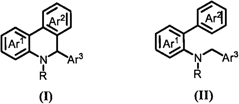 General reaction scheme for the synthesis of 6-aryl-5,6-dihydrophenanthridine compounds