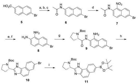 Overall synthetic route from starting material to final 6-bromonaphthalene-1,2-diamine intermediate