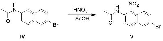 Regioselective nitration of N-acetyl intermediate to form nitro compound