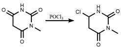 Chlorination of 1-methyl barbituric acid using POCl3 to yield 6-chloro-3-methyl uracil