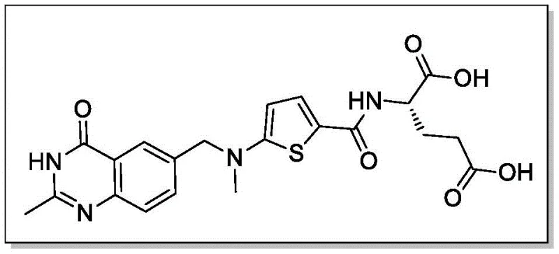 Chemical structure of Raltitrexed showing the quinazoline core
