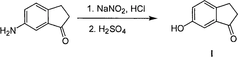 Conventional synthetic route for 6-hydroxy-1-indone via Sandmeyer reaction from 6-amino-1-indone showing multi-step complexity