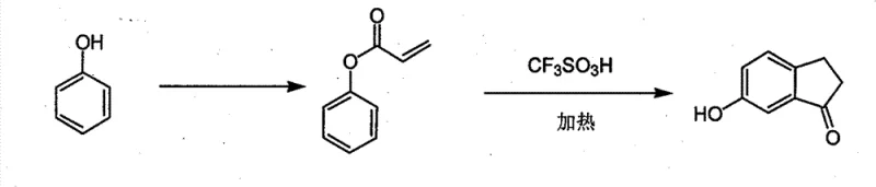 Novel synthesis route of 6-hydroxy-1-indanone using phenol and TfOH cyclization