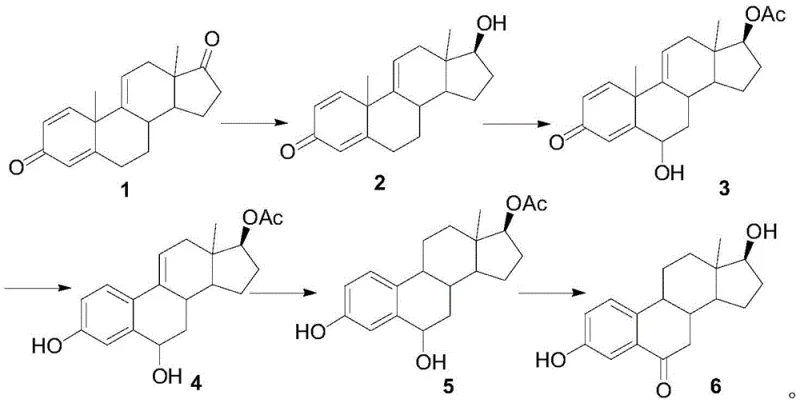 Novel synthesis route of 6-ketoestradiol from Compound 1 via fermentation-derived precursors