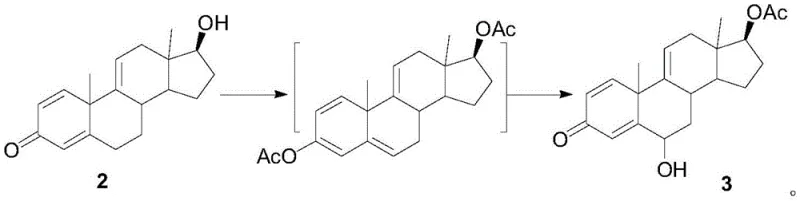 Detailed reaction mechanism of Compound 2 converting to Compound 3 via esterification and oxidation
