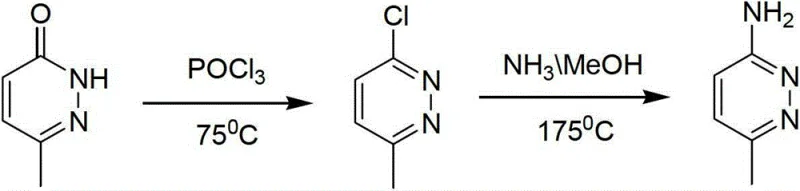 Conventional synthesis route showing harsh ammoniation conditions at 175 degrees Celsius