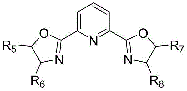 General structure of the bis(oxazoline) ligand used in the copper catalyst system
