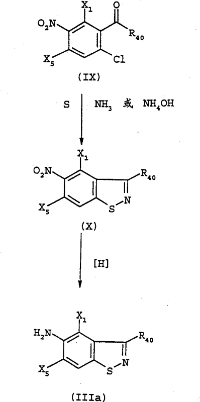Synthesis pathway for amine intermediates showing benzisothiazole formation