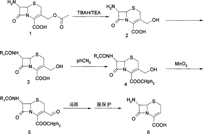 Complete synthetic route from 7-ACA to 7-ANCA via hydroxymethyl and formyl intermediates