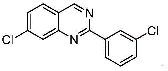 Chemical structure of 7-chloro-2-(3-chlorophenyl)quinazoline, the target pharmaceutical intermediate