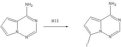 Electrophilic iodination of 4-amino intermediate to final 7-iodo product using NIS