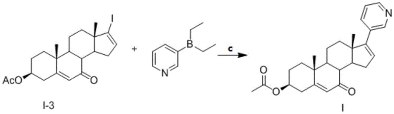 Suzuki coupling reaction mechanism converting iodo-steroid to pyridyl-substituted product