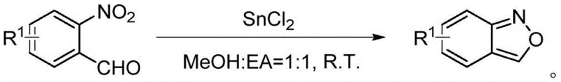 Synthesis route of 2,1-benzisoxazole precursor from o-nitrobenzaldehyde using SnCl2