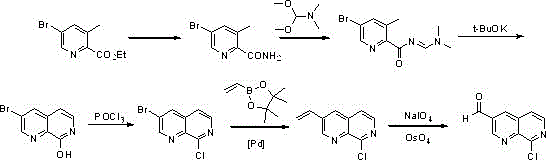 Prior art synthesis route starting from bromo-pyridine ester showing complex multi-step transformation