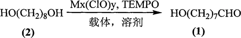 Reaction scheme showing the conversion of 1,8-octanediol to 8-hydroxy octanal using TEMPO and hypochlorite