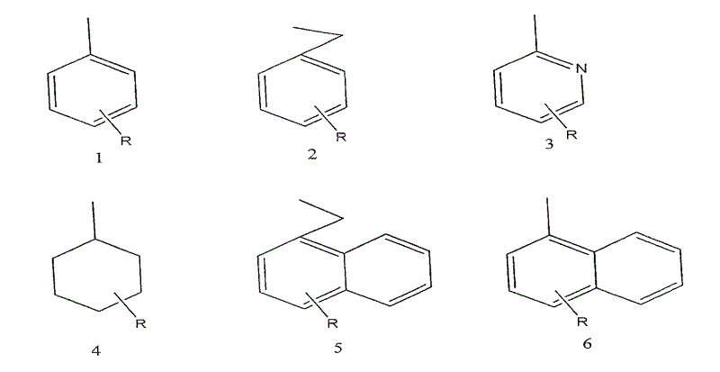 Structural variations of the Ar substituent group including phenyl, cyclohexyl, and naphthyl derivatives