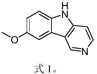 Chemical structure of 8-methoxy-5H-pyrido[4,3-b]indole showing the fused indole and pyridine ring system