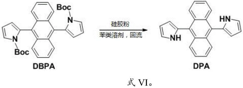 Reaction scheme VI showing silica-mediated deprotection of DBPA to DPA