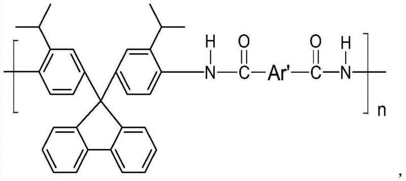 General structure of soluble polyarylamide derived from the fluorene diamine monomer