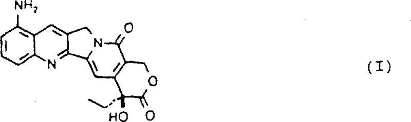 Chemical structure of 9-amino-20(S)-camptothecin (Formula I)
