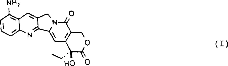Reaction scheme showing the conversion of 12-nitro camptothecin to 9-amino camptothecin