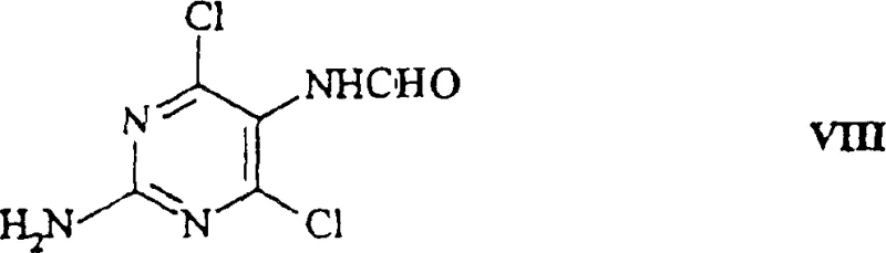 Chemical structure of the pyrimidine coupling partner for purine ring formation