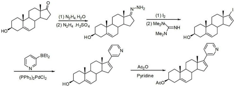 Traditional synthetic route of abiraterone acetate involving iodination step