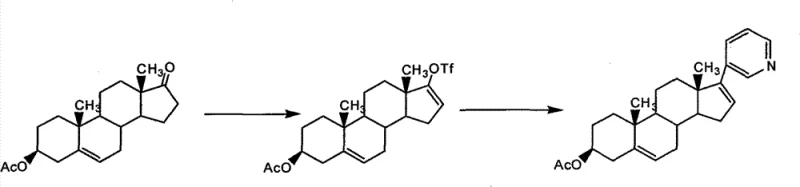 Synthesis route of Abiraterone Acetate showing the conversion from DHEA acetate via triflate intermediate