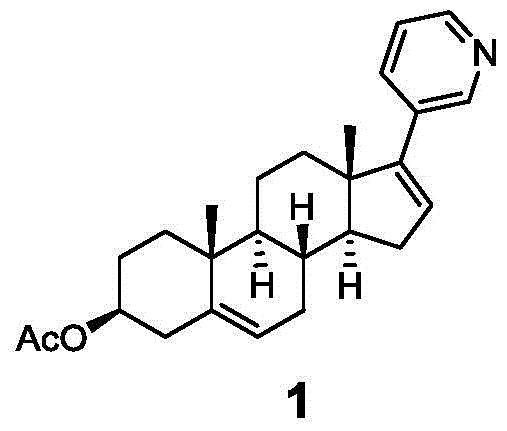 Chemical structure of Abiraterone Acetate showing the steroid backbone and pyridine ring