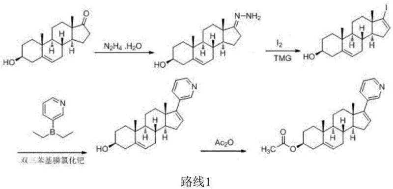Conventional synthesis route using hydrazine and iodine showing low yield and hazardous reagents