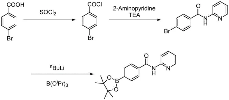 Conventional synthesis route using n-butyllithium showing hazardous reagents and cryogenic conditions