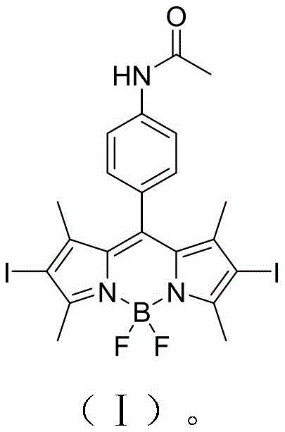 Chemical structure of the ACDB photosensitizer probe showing the iodinated BODIPY core and acetamide functional group