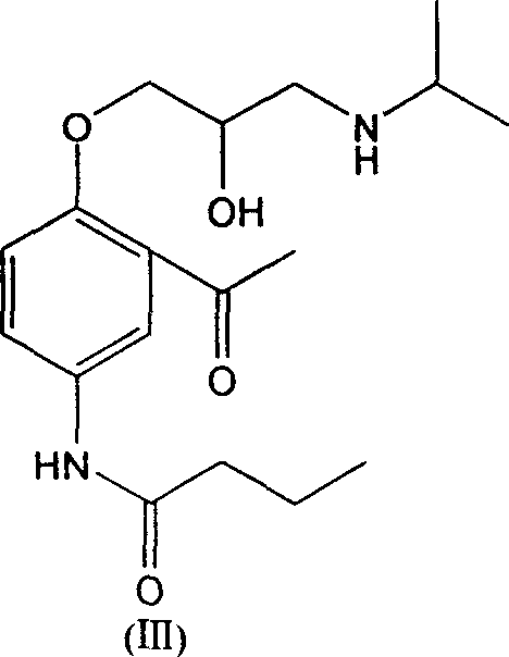 Chemical structure of Acebutolol (III) and its key intermediate 2-acetyl-4-butyrylaminophenol (II)