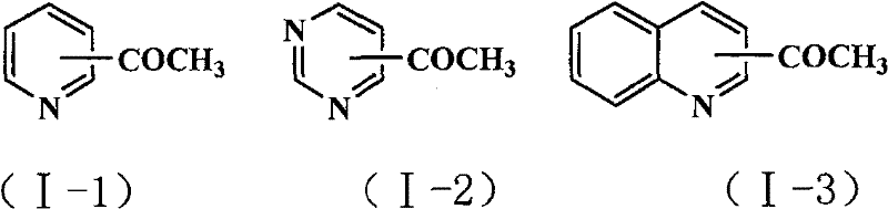 General reaction scheme showing halogenated nitrogen heterocycles reacting with vinyl ethers to form acetyl-substituted products