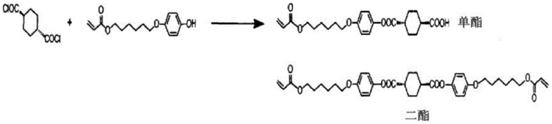 Reaction scheme showing monoester and diester formation from acid halide solution