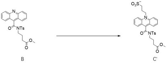 Synthesis pathway of the precursor Compound C from the methyl ester B via quaternization and hydrolysis