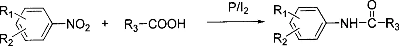Specific reaction pathway for synthesizing acyl arylamines from nitroaromatics and monobasic acids