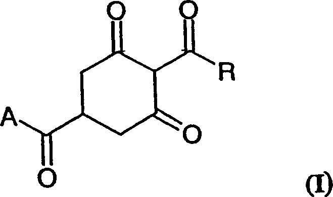 General Formula I of acylated 1,3-dicarbonyl compounds showing variable R and A groups for diverse agrochemical applications
