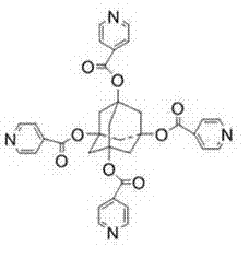 Chemical structure of 1,3,5,7-tetrakis(4-pyridylformyloxy)adamantane showing the symmetric adamantane core with four pyridyl ester arms