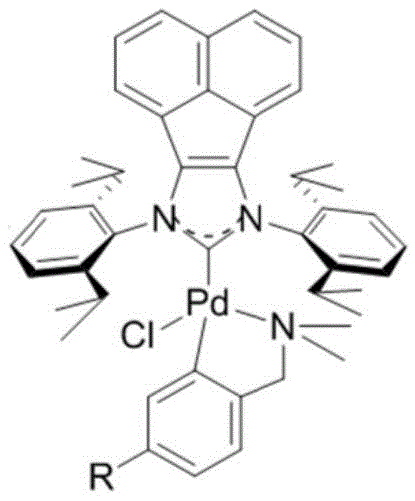 Chemical structure of the N-heterocyclic carbene palladium complex catalyst