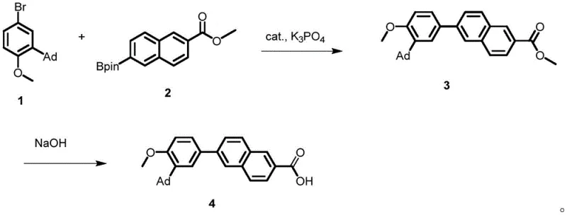 Synthesis route of adapalene using the novel Pd-NHC catalyst via Suzuki coupling