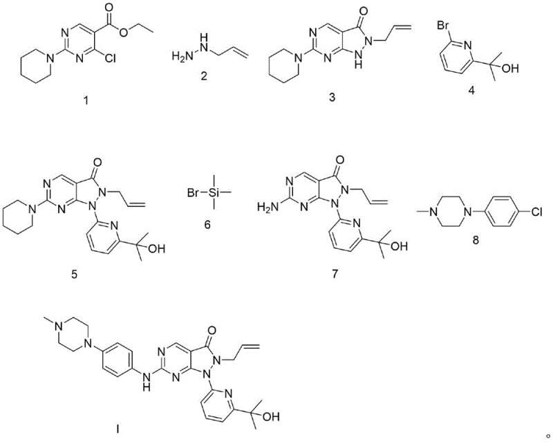 Complete synthetic route for Adavosertib showing four key steps from Formula 1 to Formula I